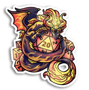 D20 Fire Dragon Sticker